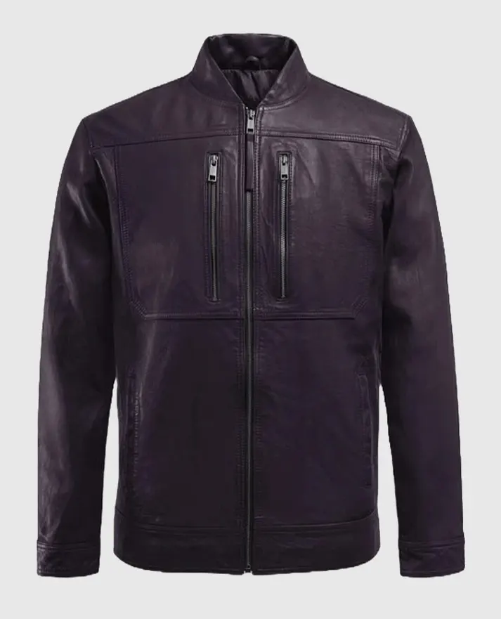 Thunder Storm Purple Biker Leather Jacket