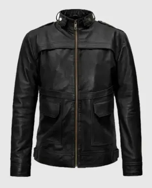 Men's Military Inspired Leather Jacket 